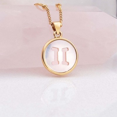 SUKAI JEWELS Gemini Zodiac Sign Charm Pendant Necklace Chain for Women and Girls Gold-plated Cubic Zirconia Alloy, Brass Pendant Set