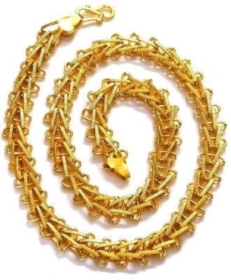 Happy Stoning Designer Thick & Short Designer Chain for Men (19inches) Gold-plated Plated Brass Chain