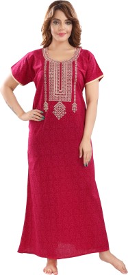 Mahaarani Women Nighty(Pink)