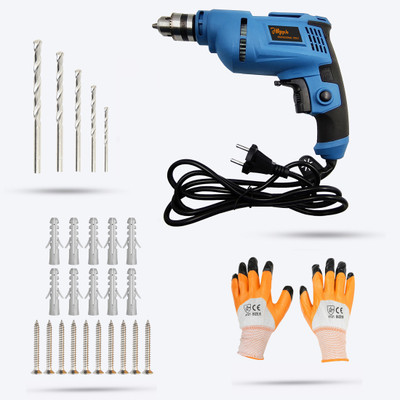 Hillgrove HGCM65M2 500W Power Pistol Grip Drill Machine with 5Pcs Drill Bit Set (10mm) Power & Hand Tool Kit(5 Tools)