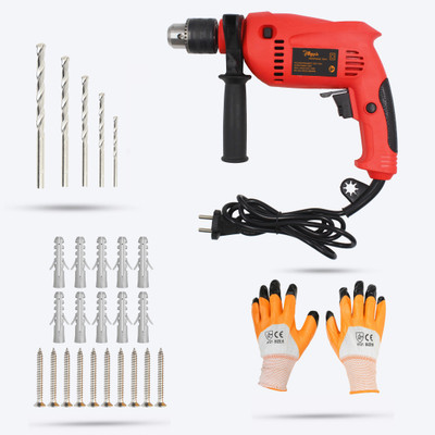 Hillgrove HGCM64M2 700W Power Drill with 10Pcs Screws & Plastic Gitti, Drill Bit Set Power & Hand Tool Kit(5 Tools)