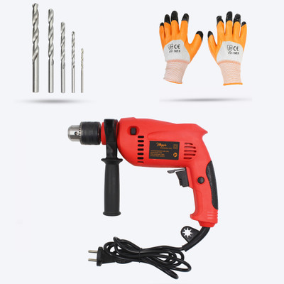 Hillgrove HGCM60M2 700W Power Pistol Grip Drill Machine with Gloves and 5Pc HSS Drill Bits Power & Hand Tool Kit(3 Tools)