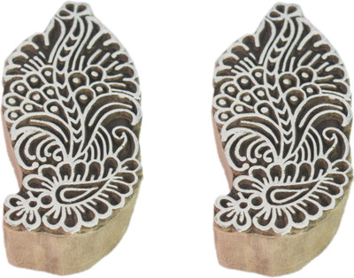 Global Art Traders Wooden Handcrafted Paisley Design Fabric Print Stamp - Body Tattoo Block Printing Blocks(Pack of 2)