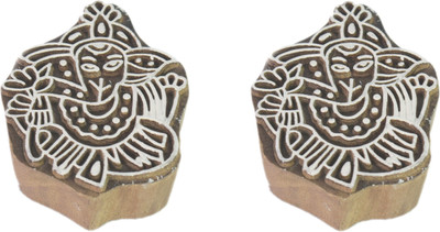 Global Art Traders Handmade Ganesha Design Wooden Fabric Printing Stamp, Painting Art Block Printing Blocks(Pack of 2)