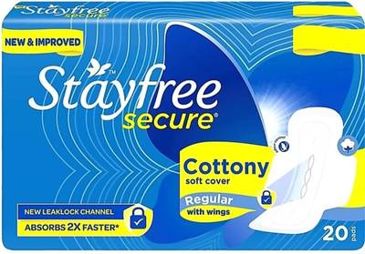 STAYFREE Secure Cottony Regular ( 20 pads ) wing Sanitary Pad