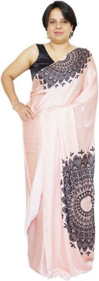 LSD Digital Print Daily Wear Satin Saree(Pink)