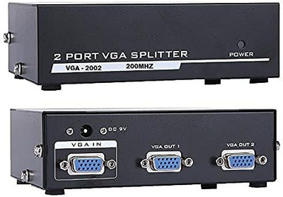 coolcold 2 Port VGA Splitter 1 Pc 2 Monitor, Sharing Switch Box (2 VGA Out/1 VGA in) Media Streaming Device(Black)