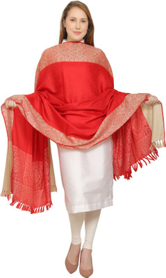 SUMEDH handcrafts Polyester Wool Blend Self Design Women Shawl(Red)