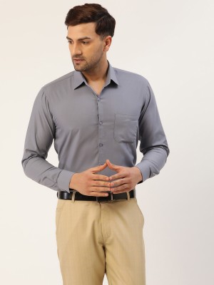 JAINISH Men Solid Formal Grey Shirt