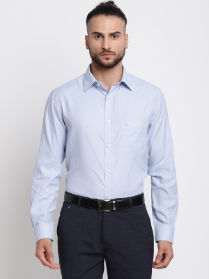 CANTABIL Men Checkered Formal Blue Shirt