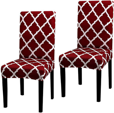 HOUSE OF QUIRK Polyester Geometric 1 Seater Chair Cover(Maroon Pack of 2)