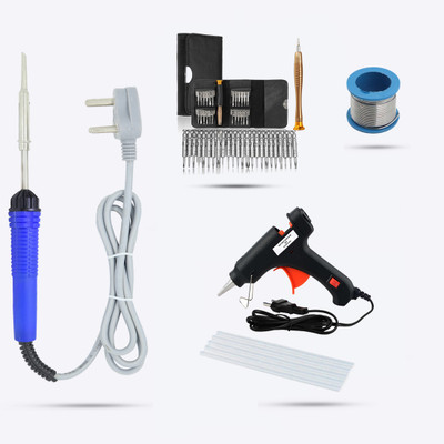 Hillgrove HGCM110M1 5in1 SolderingIronWith Glue Gun 25in1 Screwdriver Set Mobile Repair 25 W Simple(Flat Tip)