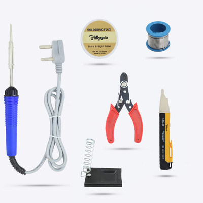 Hillgrove HGCM113M1 6in1 Soldering Iron Kit Set with Non-Contact Voltage Tester Set 25 W Simple(Flat Tip)