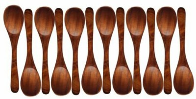 QUEEN ART HANDICRAFTS tea spoon,cream spoon,sugar,salt,spices spoon set of 12 Disposable Wooden Coffee Spoon, Cream Spoon, Dessert Spoon, Serving Spoon, Tea Spoon, Soup Spoon, Sugar Spoon Set(Pack of 12)