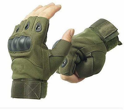 QWICK CLICK Military Half Finger Knuckles Hand Protective Bicycle/Motorcycle Sports Gloves Riding Gloves(Olive Green)