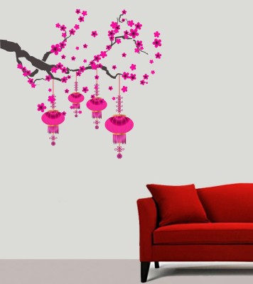 Psychedelic Collection 104 cm decorative beautiful hanging lamps on the tree wall sticker Self Adhesive Sticker(Pack of 1)