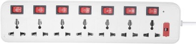Leavess EXTENSION BOARD WITH NXT-TECH 7 SOCKET PLUS 7 SWITCH 7  Socket Extension Boards(White, Red, 3 m)