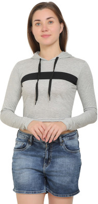 Morewill Casual Color Block Women Grey Top