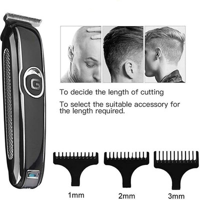 Geemy GM-6050 Professional Rechargeable Hair Clipper and Trimmer Runtime: 45 min Trimmer 120 min  Runtime 4 Length Settings(Black)