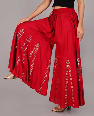 crazetrend Flared Women Red Trousers