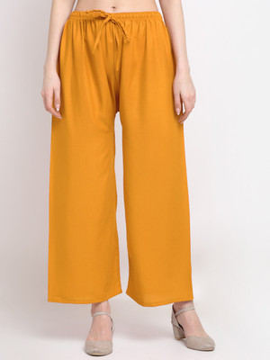 Trend Level Flared Women Yellow Trousers