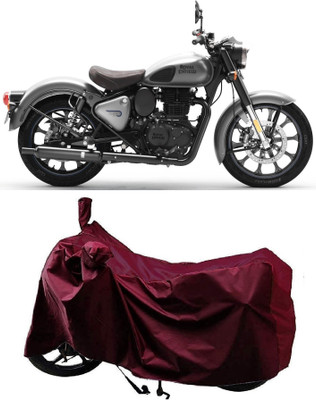 AutoKick Two Wheeler Cover for Royal Enfield(Classic Gunmetal, Maroon)