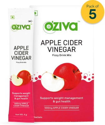 OZiva Apple Cider Vinegar Fizzy Drink for Better Weight Management, 30 Sachets(5 x 24 g)