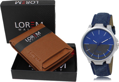LOREM WL03-LR24 Combo Of Men Watch & Artificial Leather Wallet Analog Watch  - For Men