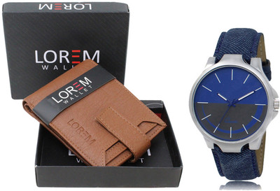 LOREM WL10-LR24 Combo Of Men Watch & Artificial Leather Wallet Analog Watch  - For Men