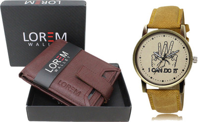 LOREM WL09-LR30 Combo Of Men Watch & Artificial Leather Wallet Analog Watch  - For Men
