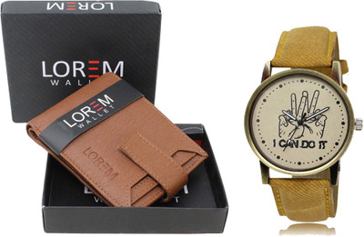LOREM WL10-LR30 Combo Of Men Watch & Artificial Leather Wallet Analog Watch  - For Men