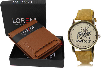LOREM WL03-LR30 Combo Of Men Watch & Artificial Leather Wallet Analog Watch  - For Men