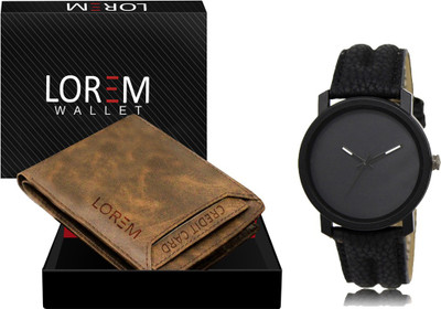 LOREM WL04-LR21 Combo Of Men Watch & Artificial Leather Wallet Analog Watch  - For Men