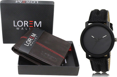 LOREM WL07-LR21 Combo Of Men Watch & Artificial Leather Wallet Analog Watch  - For Men