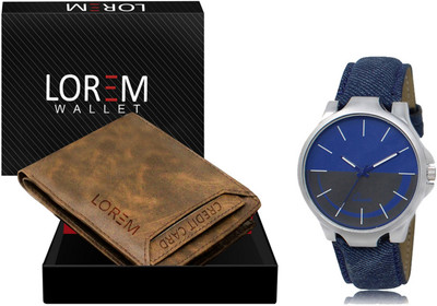 LOREM WL04-LR24 Combo Of Men Watch & Artificial Leather Wallet Analog Watch  - For Men