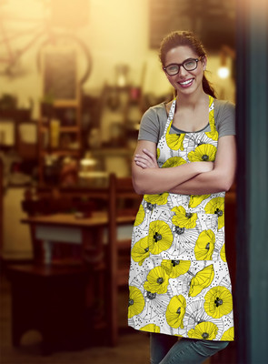 OASIS Cotton Home Use Apron - Free Size(Yellow, Single Piece)