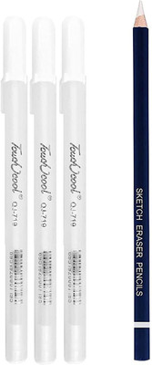 Definite Art 1Pc Pencil Eraser for Graphite, Charcoals + 3Pc White Highlighter Pen- 0.8mm