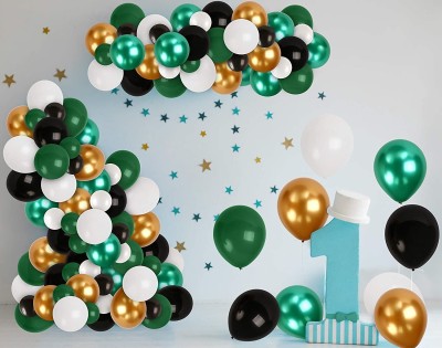 R G ACCESSORIES Solid Golden Green balloon garland for baby shower, engagement, birthday 70pcs Balloon(Green, Black, White, Gold, Pack of 70)