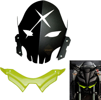Vagary Combo of Yahama MT 15 Skull Metal Visor Windshield With Winglet Bike Headlight Visor
