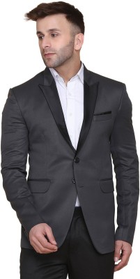 TAHVO Solid Single Breasted Wedding Men Blazer(Grey)