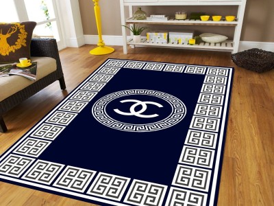 RADECOR Dark Blue Velvet Carpet(5 ft,  X 7 ft, Rectangle)