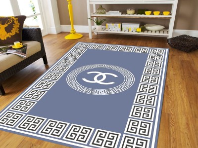 RADECOR Blue Velvet Carpet(5 ft,  X 7 ft, Rectangle)