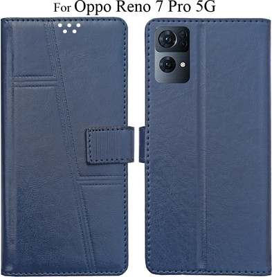 MYSHANZ Flip Cover for Oppo Reno 7 pro 5G(Blue, Magnetic Case)