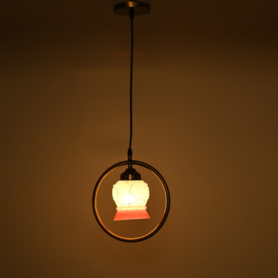 1st Time Ceiling Light Hand Decorated Glass Shade, With All Fitting & Fixture Set of 1 Pendant Lamp Ceiling Lamp(White, Pink)
