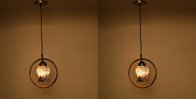 AFAST Designer Lighting Effects Ceiling Lamp With Metal Ring & Fixture , (Pack Of 2) Pendant Lamp Ceiling Lamp(Grey, Black)