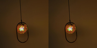 Somil Glass Pendant Hanging Ceiling Lamp With Stylish Metal Oval Fitting -A5 Pendant Lamp Ceiling Lamp(Multicolor)