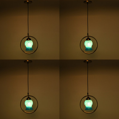 1st Time Ceiling Light Hand Decorated Glass Shade, With All Fitting & Fixture Set of 4 Pendants Ceiling Lamp(Blue, White)