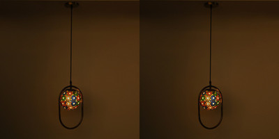 Somil Glass Pendant Hanging Ceiling Lamp With Stylish Metal Oval Fitting -A29 Pendant Lamp Ceiling Lamp(Multicolor)