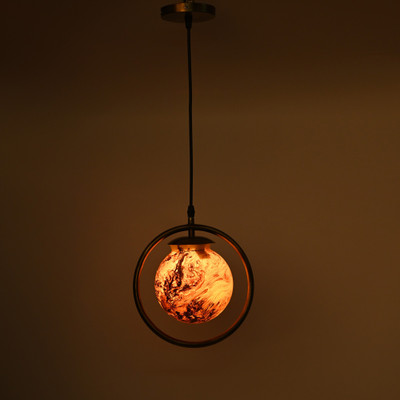 1st Time Ceiling Light Hand Decorated Glass Shade, With All Fitting & Fixture Set of 1 Pendants Ceiling Lamp(Brown, Gold)