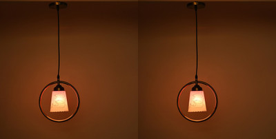 1st Time Ceiling Light Hand Decorated Glass Shade, With All Fitting & Fixture Set of 2 Pendant Lamp Ceiling Lamp(White, Pink)